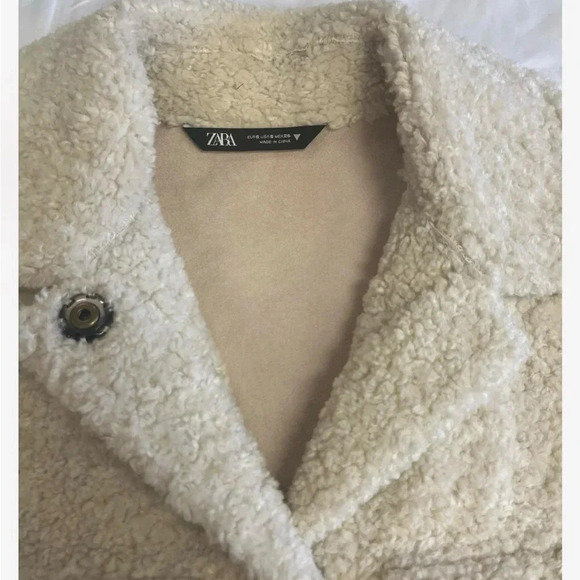 Zara Off White  Teddy Coat Size Small - Picture 9 of 10